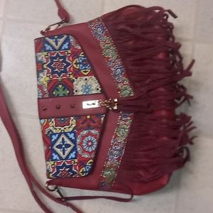 Red fringe purse